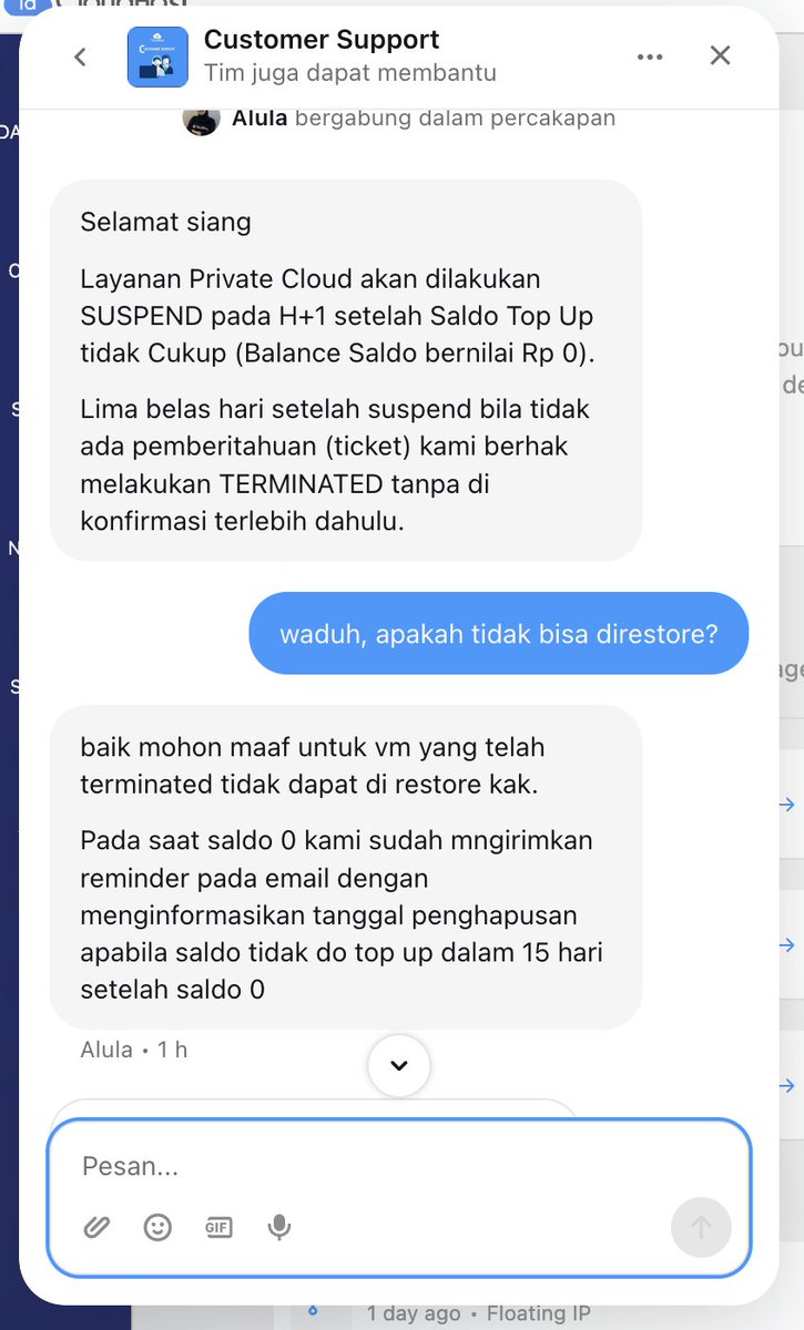 indraisto's tweet photo. Data Project 4 Tahun Terakhir saya hilang karena telat topup saldo di IDCl**dH**t.

4 Tahun langganan di layanan ini baru kali ini VPS langsung diterminated. SEMUANYA!

Alhasil ada 1 client existing yang harus deploy ulang dengan konten seadanya. https://t.co/G6BQ4GvJjc