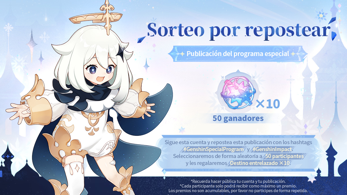 genshinimpactes's tweet photo. ¡Hola, viajeros! ¡El programa especial de la versión 7.0 empieza en 2 horas!
#GenshinImpact #GenshinSpecialProgram

¡También hemos preparado un sorteo! Haz clic en la imagen de abajo para obtener más detalles.
Duración: 31/07/2026 - 04/08/2026 23:59 (UTC +8)
Anuncio de resultados: 07/08/2026

La retransmisión comienza el 31/07/2026 a las 8:00 AM (UTC -4) ↓↓↓