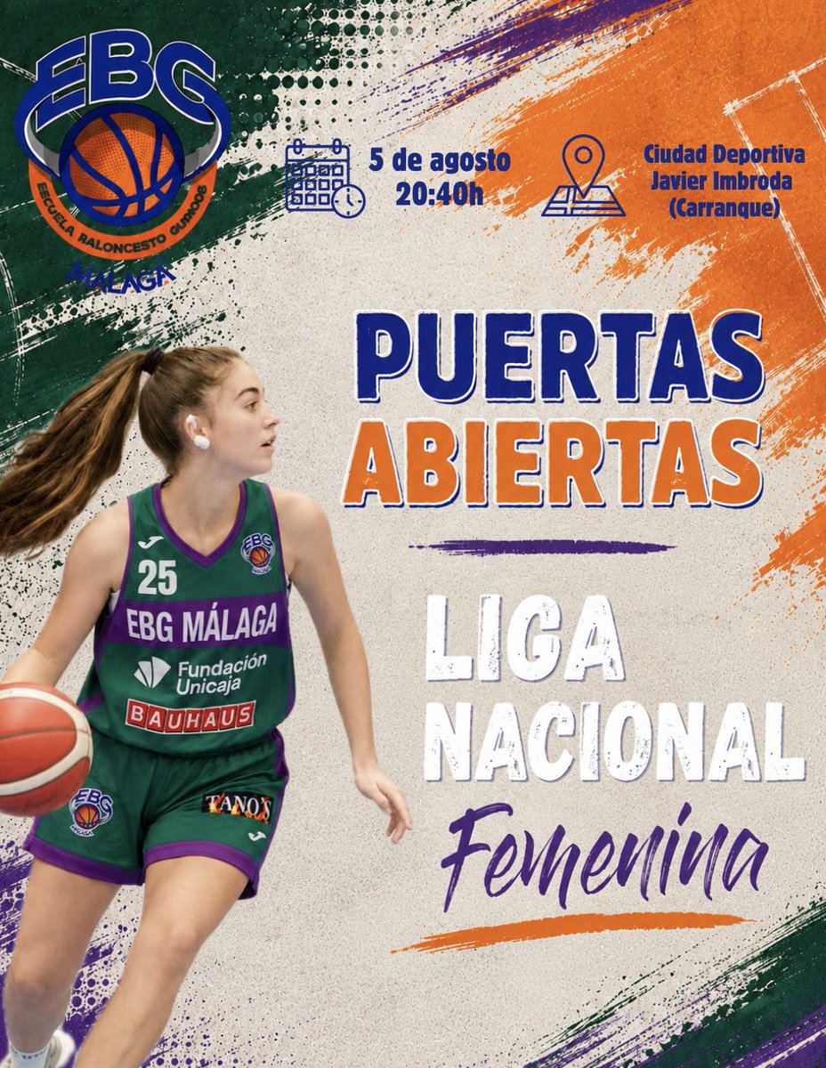EBGMALAGA's tweet photo. ¡Nuestras chicas VUELVEN A LIGA NACIONAL! 🏀💚

✨ ¿Quieres formar parte de este proyecto?

Abrimos nuestras PUERTAS ABIERTAS

🗓️ 5 agosto 
⏰ 20:40h 
📍Ciudad Deportiva Javier Imbroda (Carranque) 

@FundUnicaja 

#EBGenLN1
#somosEBG🧡💚 https://t.co/TmV0HxIPv2