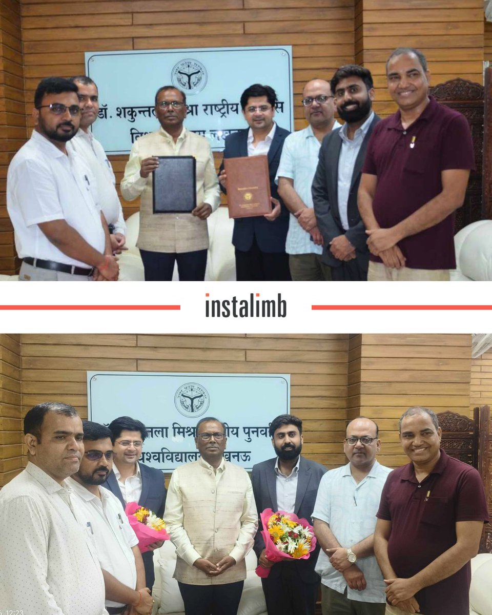 Instalimbindia's tweet photo. Big step for rehabilitation in India! 🇮🇳

We’ve signed an MoU with @dsmru_lko, Lucknow, to empower students and clinicians with hands-on AI &amp; 3D-printed prosthetic tech. 🚀

#Instalimb #Prosthetics #3DPrinting #HealthcareInnovation https://t.co/pD5TDFWV9C