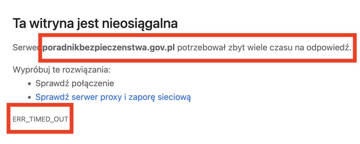 Sekurak's tweet photo. Alert. Nie wchodź na poradnikbezpieczenstwa[.]gov[.]pl (*)

❌ Alert RCB wysłał SMSy z info: "Bądź przygotowany pobierz poradnikbezpieczenstwa..."

❌ Ale kiedy masa osób zaczęła go pobierać, strona ❌ kompletnie przestała działać

❌ Wygląda na to, że kipnęła też cała strona www[.]gov[.]pl

❌ W skrócie Alert RCB zrobił trochę przypadkiem DDoSa na stronę z poradnikiem

(*) nie wchodź aż sytuacja się uspokoi ;)