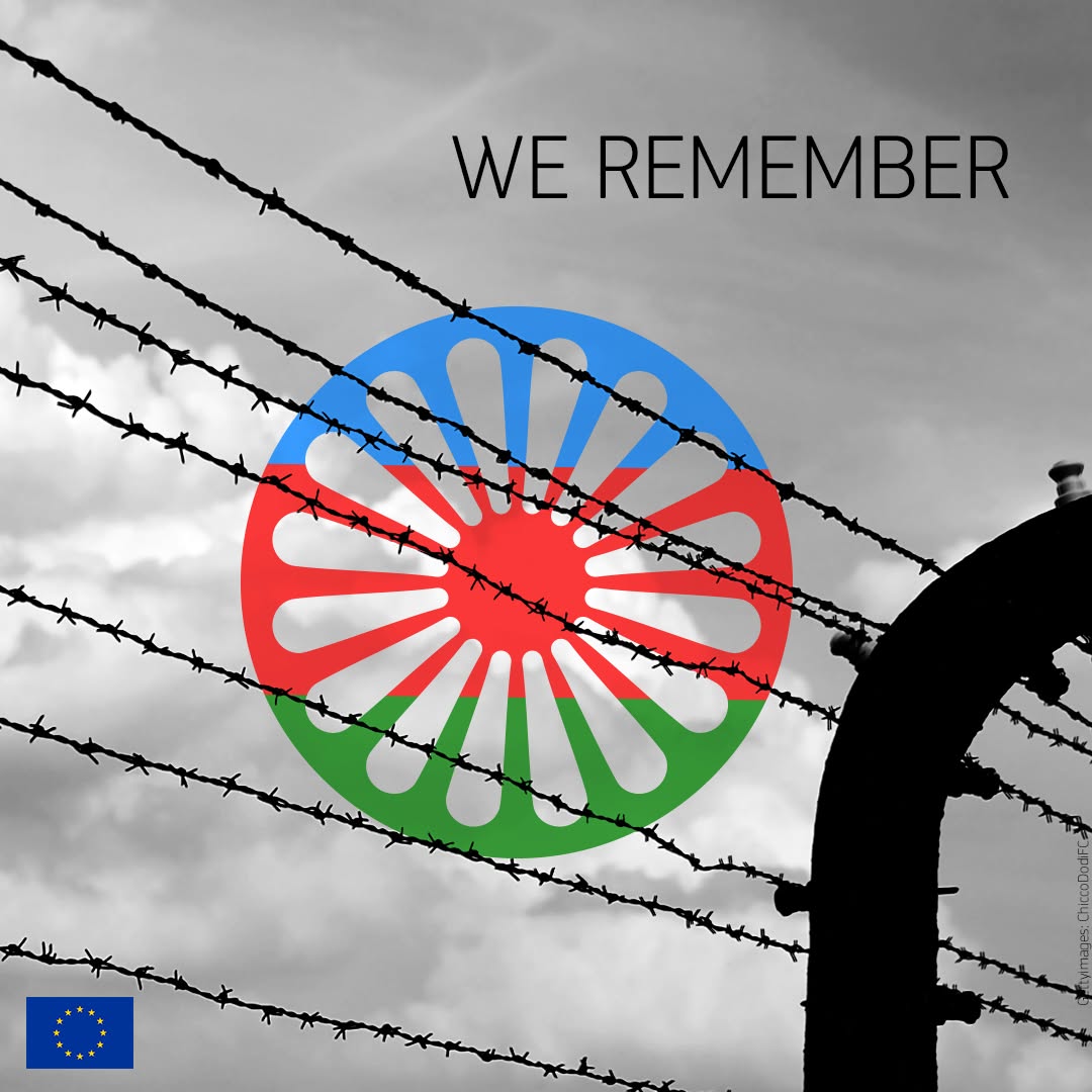 EU_Justice's tweet photo. Remembering the Roma Holocaust. 🕯️

Ahead of Roma Holocaust Memorial Day on 2 August, we honour the memory of the more than 500,000 Roma murdered during the Holocaust.

We remember. We stand united against antigypsyism.
#RomaHolocaustMemorialDay https://t.co/vl1sPDhLid