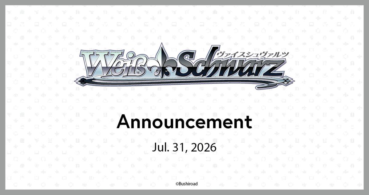 weissschwarz_en's tweet photo. Hi, Weiß Schwarz Meisters!

We have a quick update regarding the upcoming Meister Cup for Girls Band Cry. Unfortunately, the Meister Cup has been delayed. We will provide further updates as soon as possible.

We understand this may be disappointing news, and we sincerely apologize for any inconvenience. We appreciate your patience and understanding and hope you'll join us for other exciting events we have in the meantime.

Thank you for your continued support of Weiß Schwarz. We look forward to seeing you on the stage!