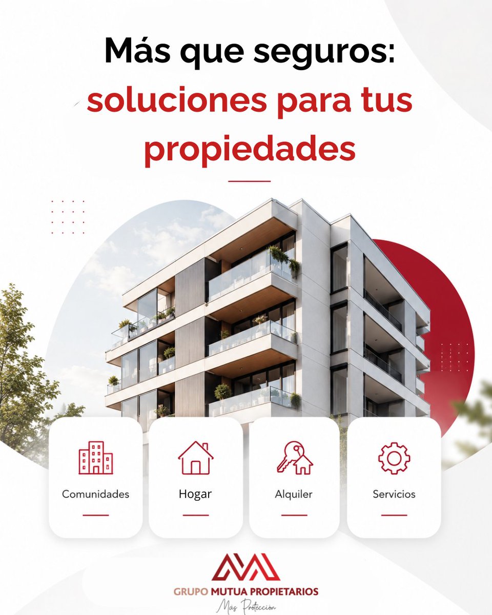 MPropietarios's tweet photo. 🏢 En Grupo Mutua Propietarios ofrecemos mucho más que seguros.

Nuestra propuesta reúne soluciones para proteger comunidades, viviendas, propiedades en alquiler y otros inmuebles, junto con servicios de asistencia, reparaciones, arquitectura, protección jurídica, sostenibilidad y accesibilidad.

Porque cada propiedad tiene necesidades distintas, trabajamos para ofrecer una protección adaptada, especializada y conectada con los retos actuales del sector inmobiliario.

👉 Conoce todo lo que podemos hacer por tus propiedades en nuestra web: https://t.co/dMwYP7E1Ml

#GrupoMutuaPropietarios #MásProtección #Propietarios #SeguroDeComunidades #SeguroDeHogar
