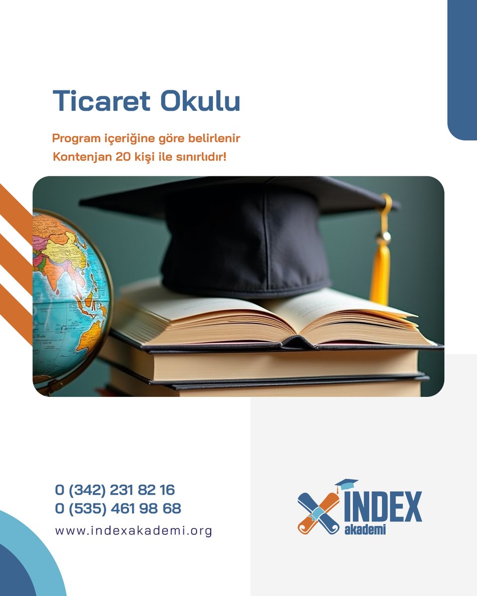 indexakademi's tweet photo. Geleceğin dünyasında ticaretin kurallarını yeniden yazmaya hazır mısınız? 🌍✨

Index Akademi Ticaret Okulu ile ticaretin tüm dinamiklerini keşfedin, kariyerinize değer katın! 🚀

📞 0535 461 98 58 | 0342 231 82 16 🌐 https://t.co/h8twBhlyHy https://t.co/pNbvTlfclE