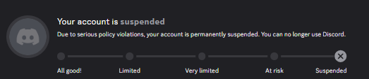 Bobdatuff's tweet photo. it seems like this is a false suspend on discord 
@discord could ya help me? https://t.co/i56oFxyF7K