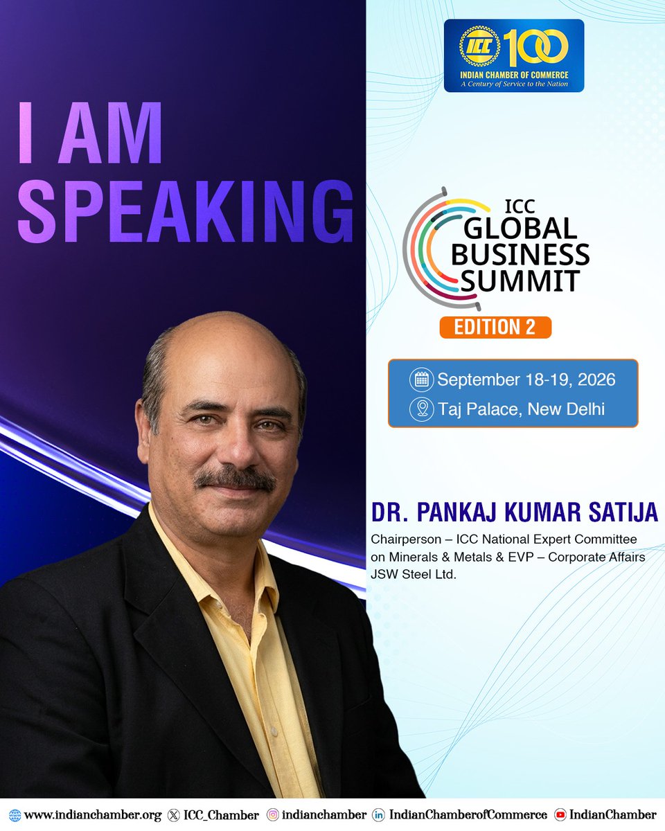 ICC_Chamber's tweet photo. The ICC Global Business Summit 2026 is a premier platform where industry leaders, innovators, and policymakers come together to share insights and shape the future of business. With distinguished speakers from industry, the Summit promises thought‑provoking discussions on growth, sustainability, and collaboration across sectors. 

To know more, please visit https://t.co/BLibMAuvWB. 

Join us and be part of India’s most influential stage for global business leadership and innovation.

#GlobalBusinessLeadership #InnovationAndGrowth #IndustryVoices #IndianChamberOfCommerce #ICCGlobalBusinessSummit

@pksatija | @jswsteel | @Jindal_Official | @Deloitte | @amalgamsteel