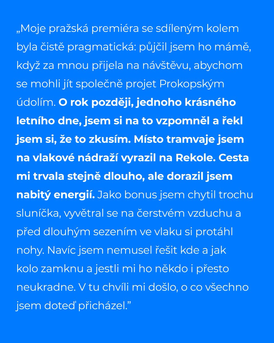 mestemnakole's tweet photo. 🌊 Glosa Jiřího Kaloče: Sdílená kola – Proč jsem je roky ignoroval a teď je miluji 🚲 Doporučené příjemné čtení i pro nadšené uživatele sdílených kol:
https://t.co/4eJxiZcHhy https://t.co/Ae18QI5zvY