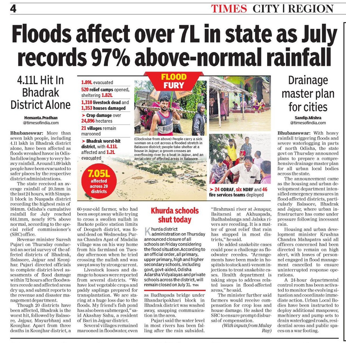 HemantaTOI's tweet photo. Flood situation in Odisha https://t.co/7ZgOsBPBqA
