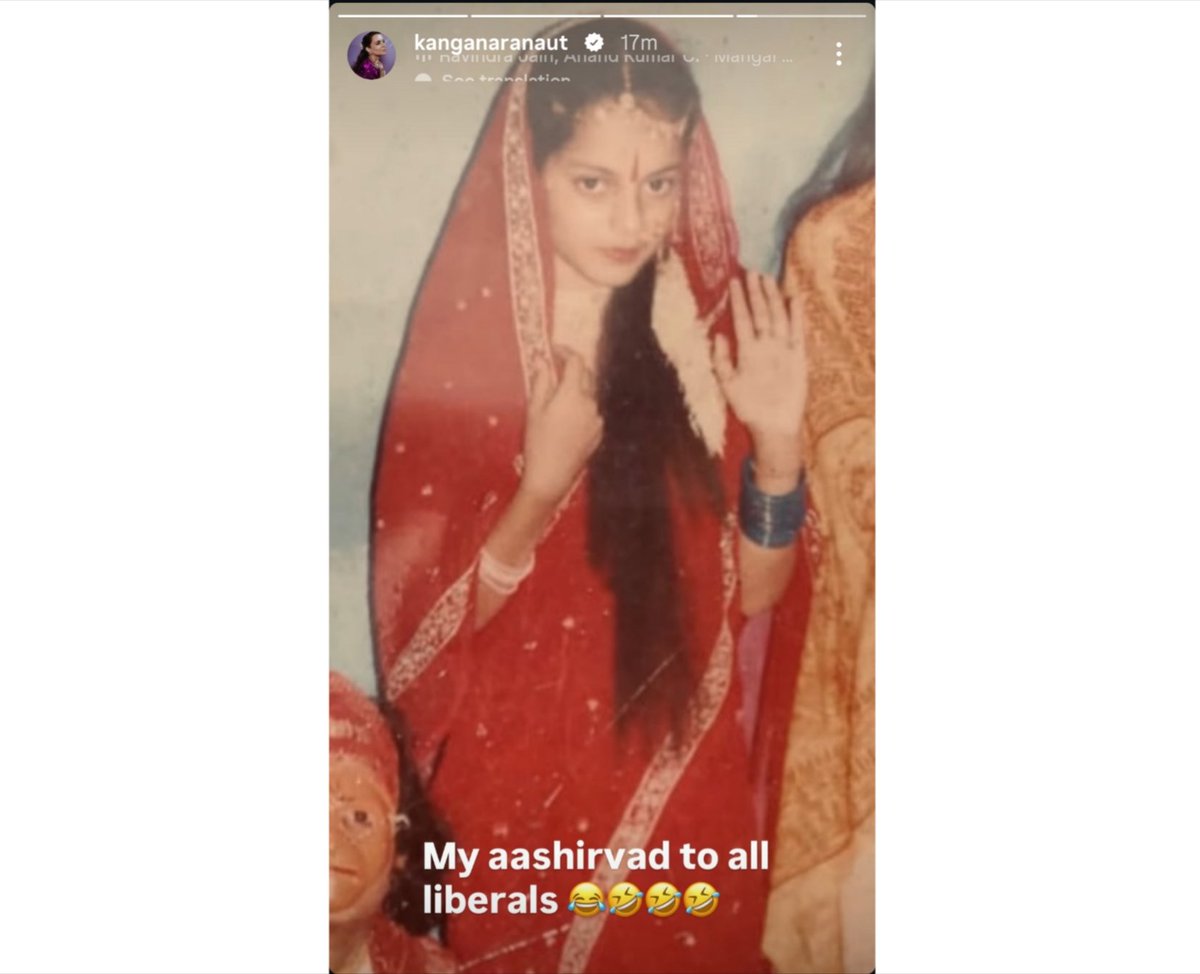 Warlock_mohit's tweet photo. Latest insta story of Kangana Ranaut.

She is cooking liberals 🤣🔥 https://t.co/dFRVdo2I5Y