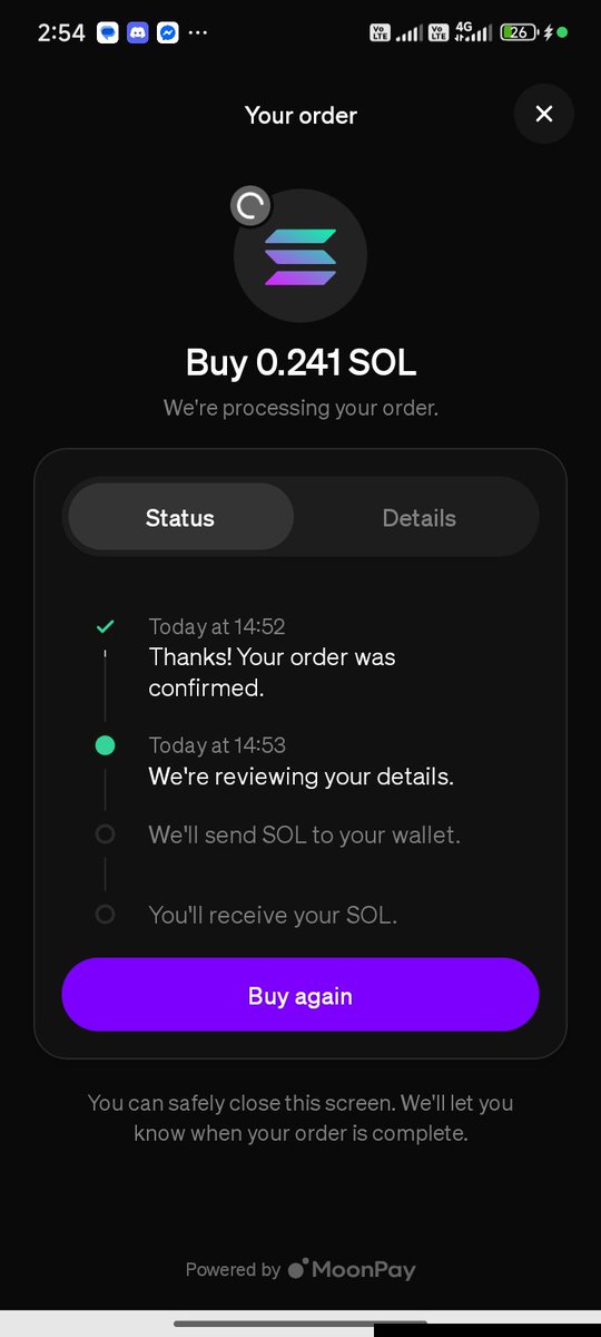 hyunn007's tweet photo. Hello @moonpay  I buy $21 of SOL but arrived is $17 😅 so high fee.. https://t.co/44SAquVllx