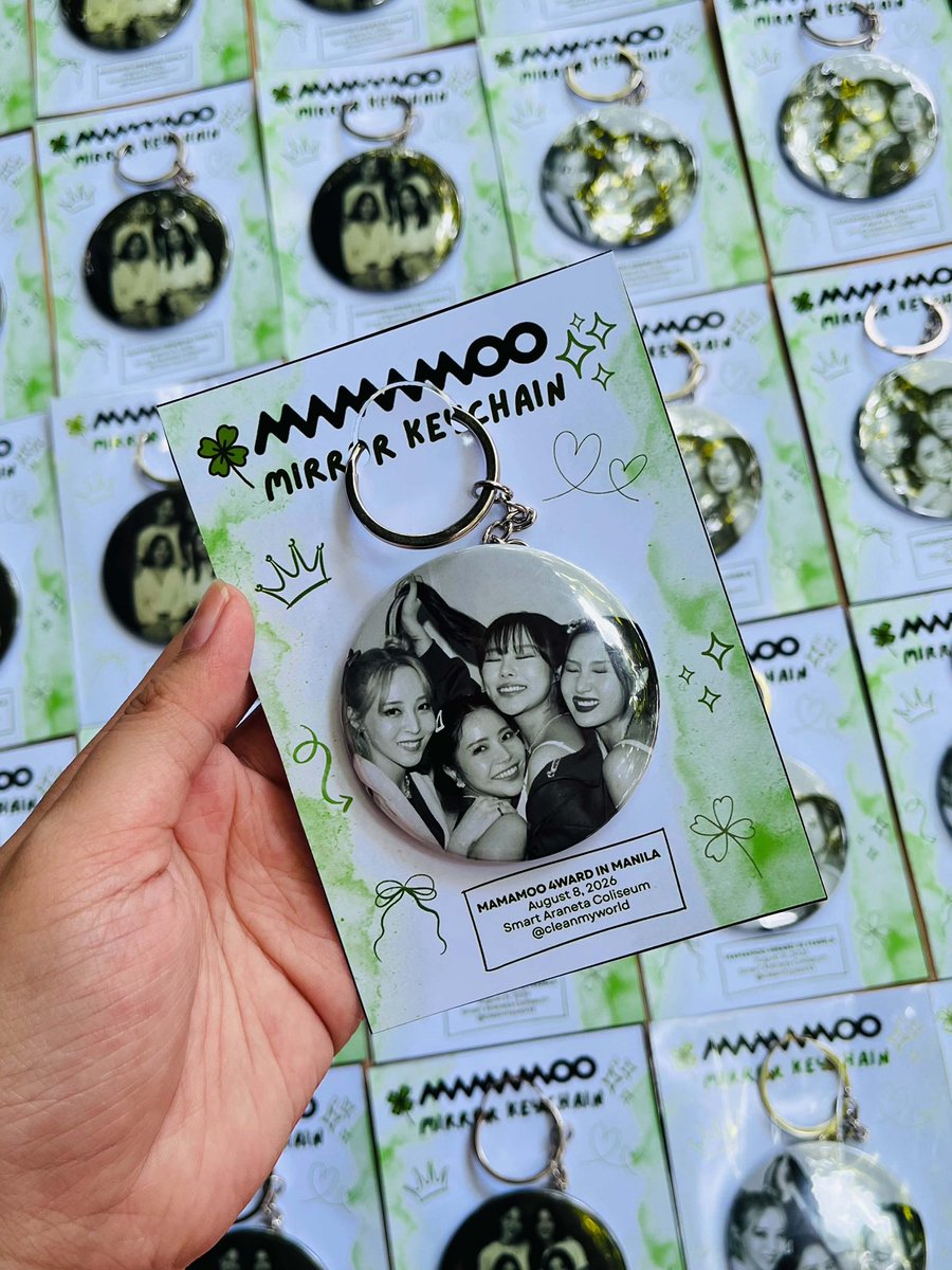 cleanmyworld's tweet photo. MAMAMOO 4WARD IN MANILA FREEBIES 🍀💚

I’m giving away limited mirror keychains and crochet moobongs on d-day. See you there! 👀

#MAMAMOO #4WARDinMNL https://t.co/1vPmm84HCb