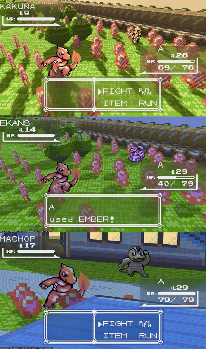 Angeluz01's tweet photo. DramaticShape Voxel Mod v1.3.0 is live!

• Back Sprite Toggle - 2D/3D rear sprites in 3D combat
• Battle menu now in transparency
• Day/Night shading on 2D overworld
• Hide tilt/GBCfx options when mod on
• Route 1 battle scene adjusted again

https://t.co/isi9ENpNwE https://t.co/Sgf9HXNBRe