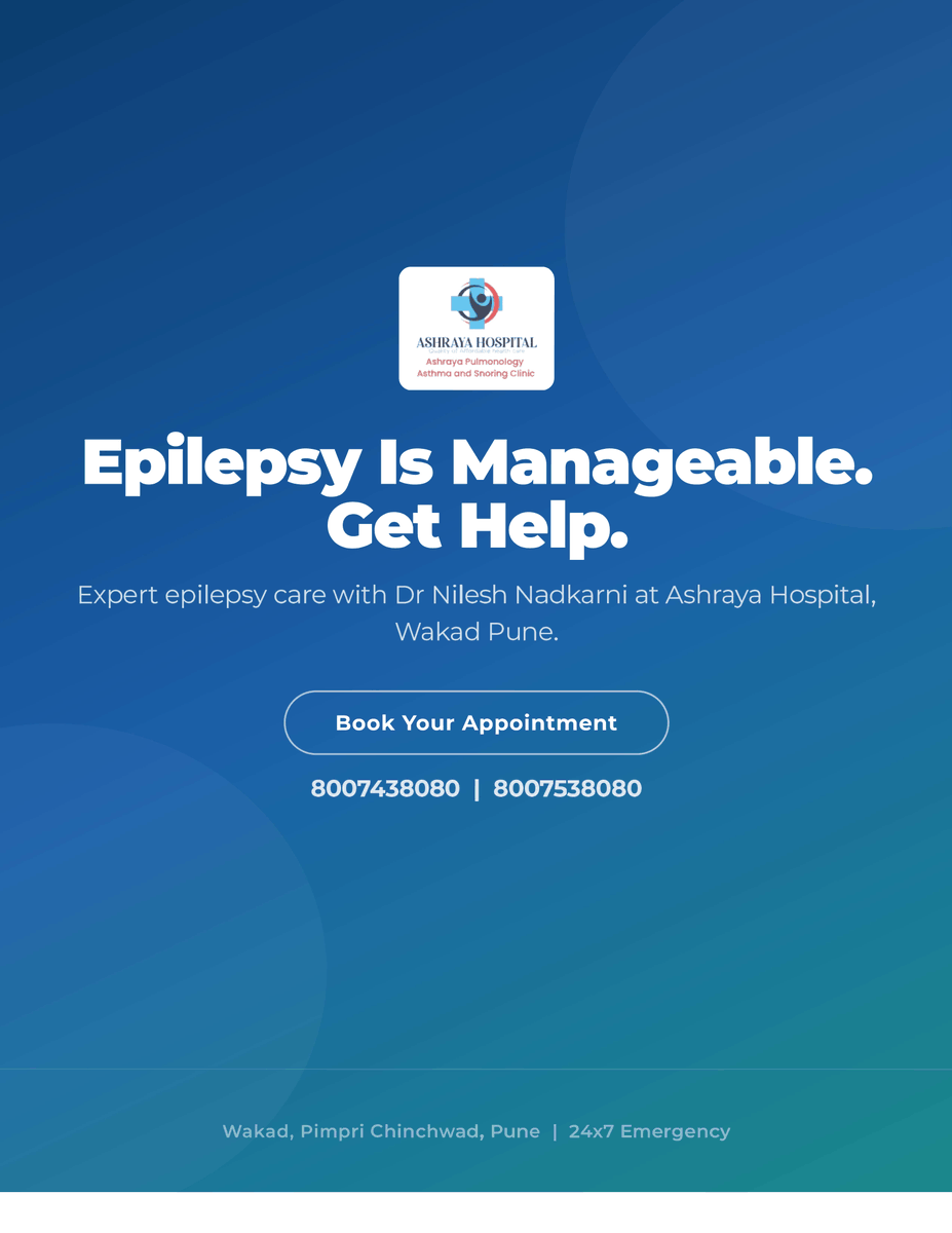 Ashraya_Pune's tweet photo. A seizure can happen to anyone. Stay calm, know the signs, and seek timely medical care. Early diagnosis and expert treatment can make a lasting difference.

#EpilepsyAwareness #SeizureCare #BrainHealth #Neurology #EEG #AshrayaHospital https://t.co/RNinH0XdrM