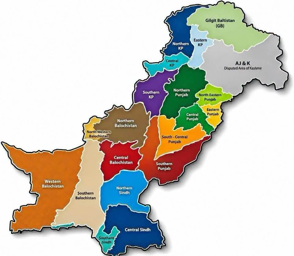 Saithi418's tweet photo. پاکستان: 
ممکنہ صوبوں کا فرضی نقشہ جاری۔ https://t.co/UDHmgZJGZz