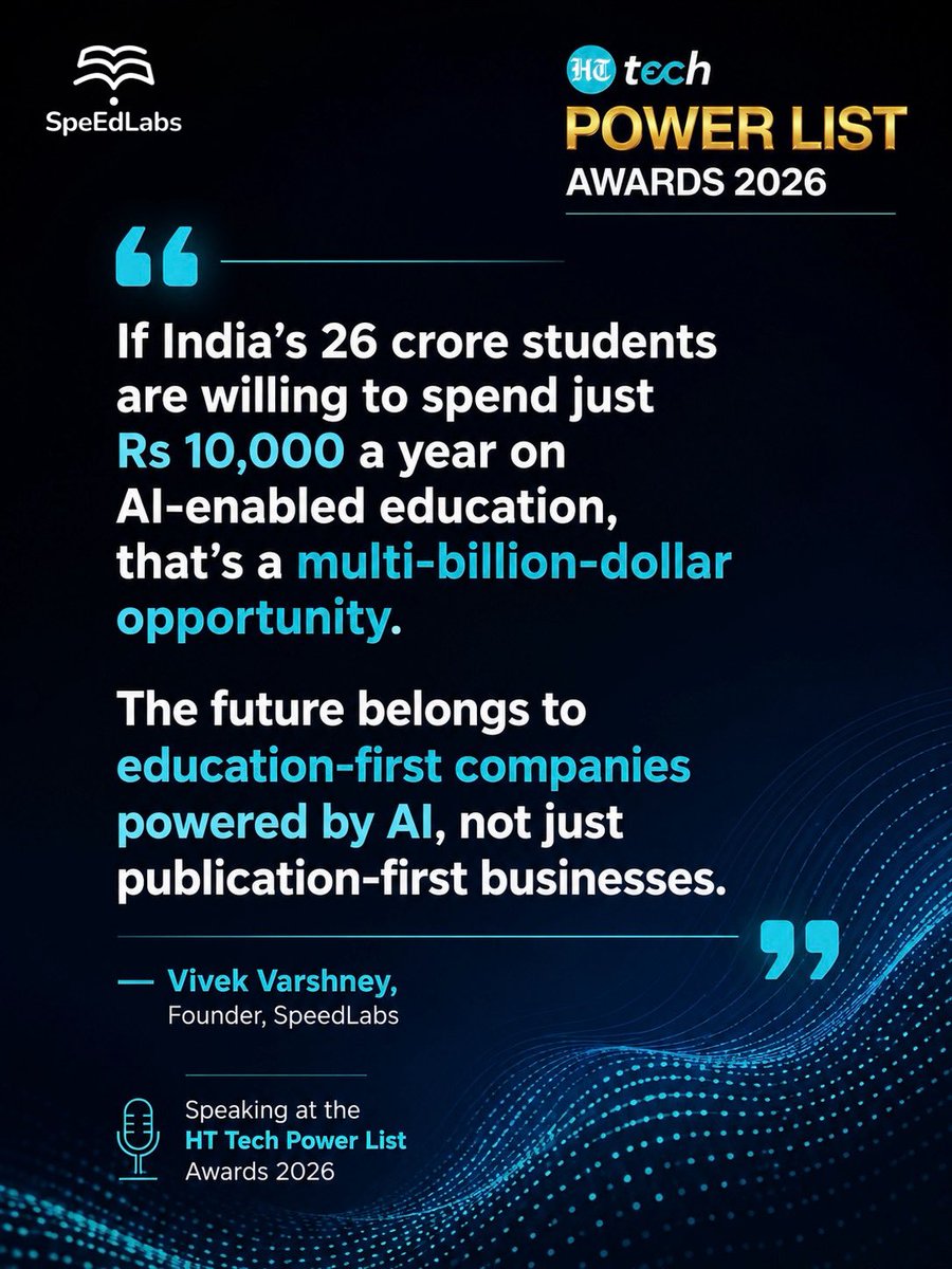 HTTech's tweet photo. Can AI democratise education in India? Vivek Varshney, Founder of @SpeedLabs_India, believes it can.

(Sponsored) https://t.co/Pdhmb7woaY