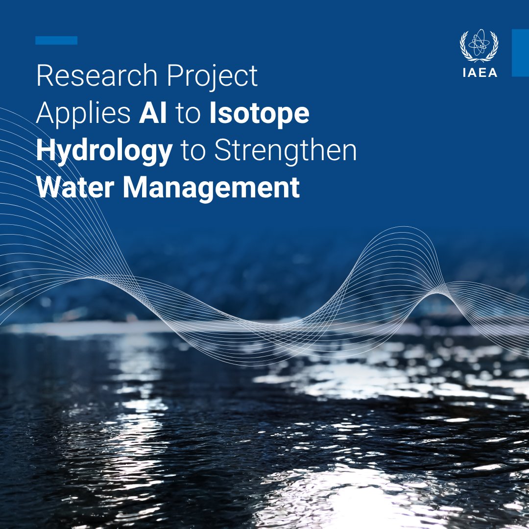 iaeaorg's tweet photo. Can artificial intelligence help us better understand and protect water resources?

The IAEA is exploring this through a Coordinated Research Project that combines AI and isotope hydrology to improve water resource management.

By integrating isotope data with machine learning, satellite observations, and environmental monitoring, scientists can gain deeper insights into groundwater systems, identify emerging trends, and support evidence-based decisions for sustainable water management.

As growing water demand puts increasing pressure on freshwater resources, innovative tools like AI can help improve how we monitor and manage this vital resource.

🔗 Read more: https://t.co/MCJZ7bSTEa