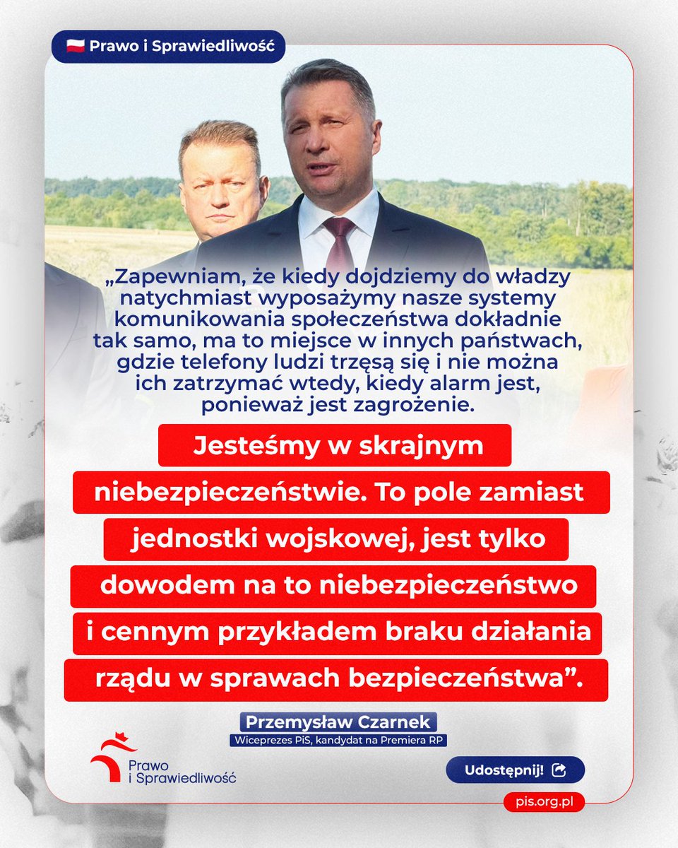 💬 Wiceprezes PiS, kandydat na Premiera RP @CzarnekP. 👉 Udostępnij!