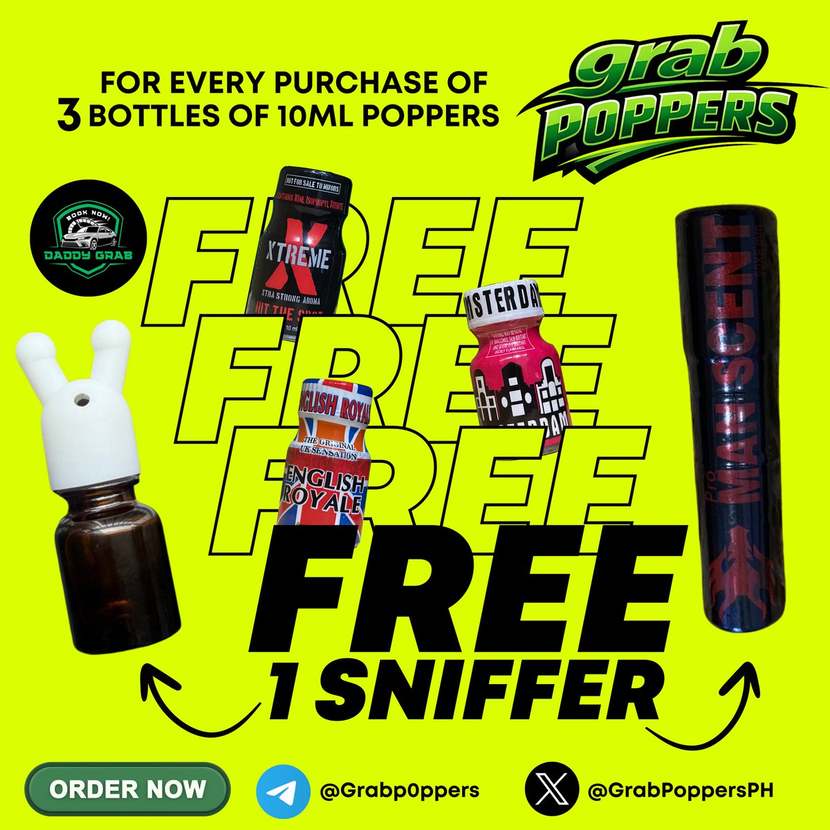 GrabPoppersPH's tweet photo. 🚨 PAYDAY PROMO! 🚨

✨ FREE Sniffer with every order! ✨
Treat yourself this payday and claim your freebie while supplies last.

Need poppers fast? Easy as 1-2-3!
📲 Message us on Telegram: @grabp0ppers

🔥 Be wild tonight.

https://t.co/647sh00G0G

✅ Meetup Available
✅ GCash Payment / Cash on Pickup
✅ Advance Orders Accepted via Telegram
🚚 Same-Day Lalamove (Metro Manila)
🇵🇭 Nationwide Delivery Available

#GrabPoppersPH #PoppersPH #DaddyGrab #PaydaySale #MetroManila #SameDayDelivery