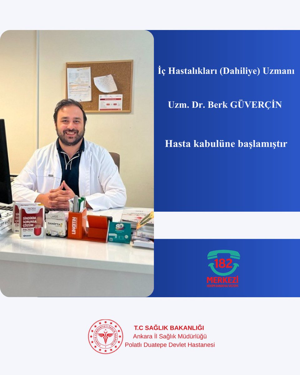 polatlidevleth's tweet photo. 1996 İstanbul/Fatih doğumlu.2021 yılında Erzurum Atatürk Üniversitesi Tıp Fakültesinden mezun oldu.2026 yılında Ankara Bilkent Şehir Hastanesinde İç Hastalıkları (Dahiliye) İhtisasını tamamlayan Uzm. Dr. Berk GÜVERÇİN Hastnemizde hasta kabulüne başlamıştır. https://t.co/UvomrOmcKK