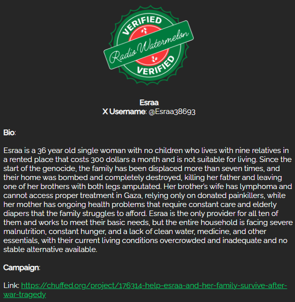 _OliveCommunity's tweet photo. Our sister Esraa only has 3 donations in her campaign.

Last one was 8 weeks ago!

https://t.co/ngzBF25Dbi https://t.co/P8bz50OjWG