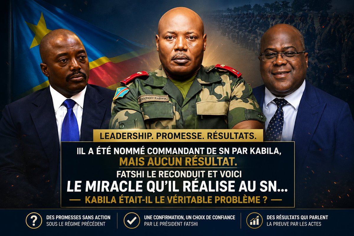 amluzayamo's tweet photo. 🚨 QUI EST VÉRITABLEMENT INCOMPÉTENT ? FATSHI OU KANAMBE? (Partageons svp...)

⭐️⭐️⭐️⭐️⭐️⭐️----------
➡️➡️➡️LE MÊME HOMME, DEUX PÉRIODES, DEUX RÉSULTATS COMPLÈTEMENT DIFFÉRENTS

🟨🟥🟦Le Général  Kabwik a été nommé à la tête du SN en juin 2018 sous la présidence de J. Kabila.

Pendant plusieurs années, selon ce récit, le SN est resté sans résultats significatifs, avec aucune production.

⭐️⭐️⭐️⭐️⭐️⭐️----------
➡️➡️➡️ L'ARRIVÉE DE FATSHI : LE MÊME RESPONSABLE, MAIS UNE NOUVELLE DYNAMIQUE

À l'arrivée du Président FATSHI, le Général Kasongo Kabwik est maintenu à son poste. À partir de ce moment, le SN connaît une profonde transformation.

🟨🟥🟦 DES RÉSULTATS MIS EN AVANT

        🌽 Plus de 38 000 tonnes de maïs produites en 2026.
        🐂 Plus de 10 000 têtes de bétail.
        🌽 Objectif annoncé de 50 000 tonnes de maïs en 2027.
        🏭 Construction d'une minoterie moderne d'une capacité de 100 tonnes.
        🌍 Ambition de faire du SN la plus grande ferme agricole d'Afrique d'ici moins de trois ans.
         🏥 Construction de nouvelles infrastructures, notamment des hôpitaux.
          🏗️ Fin de la construction de Mandala City.
          🚁 Développement de l'Aérodrome de Kaniama Kasese.
          🪖 Mise en place d'un grand atelier de confection des tenues militaires - Kinshasa.
          🧹 Participation aux opérations de salubrité publique à Kinshasa.
           👷 Transformation de plus de 30000 Kuluna en bâtisseurs grâce à leur encadrement.
           👨‍🌾 Des jeunes rejoignent désormais volontairement Kaniama Kasese pour participer aux activités.
            🌾 Le Président Tshisekedi lui confie également un important projet auparavant géré par le ministère de l'Agriculture.

             🏟️ Participation à la construction de la Kinshasa Arena et l'hopital de Kitambo
             🏟️ Le journaliste Diana (un ancien Kabiliste) a vu son salaire passer de 2 50 000 fr à plus de 6 millions de francs congolais.
             📈 Etc...

⭐️⭐️⭐️⭐️⭐️⭐️----------
➡️➡️➡️ UNE QUESTION AU CŒUR DU RÉCIT

🟨🟥🟦 Si le même responsable est resté en fonction, mais que les résultats ont radicalement changé selon cette narration, qu'est-ce qui explique cette différence ?

Est-ce une question de leadership politique, de vision, de moyens mis à disposition, ou d'un autre facteur ?

Ooh, j'ai oublié, Monsieur "je n'avais pas 15 personnes" , s'entoure aujourd'hui de memes personnes... 

@Alix_rdc @kamba82 @kakese_leon @kazadi_peter @SergeKanyinda13 @kivupulse1 @AndyBemba @xtr_africa @AbouPatriote @BenitaNtumba @DadanSauveur @DieuWedi1 @2LaRepublique @Erwan_reverend @StanysBujakera @DeniseNyakeru @BenitaNtumba @LitsaniChoukran @michombero @damkup @radiookapi @VoiceOfCongo @Nyamuhombeza @AmbaRdcongoUsa @RGakwerere @PatrickMuyaya @petertiani007 @Nevesbabe @Salynesmile @Iameboh @JF_LE_DRIAN @Salynesmile @FaithNtako65514 @kongolaise @kongolo3