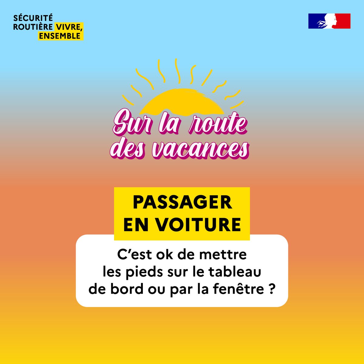 RoutePlusSure's tweet photo. ⚠️ En cas de freinage d'urgence ou d'accident, ces positions augmentent considérablement le risque de blessures graves.

Passagers, gardez la bonne posture 😉

#SécuritéRoutière https://t.co/91anGhZ8gn
