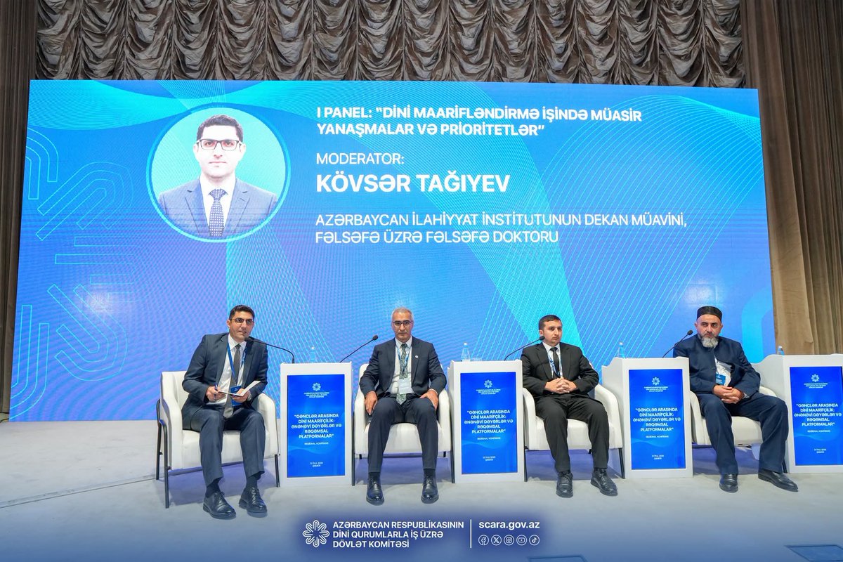 mdtf_az's tweet photo. “Gənclər arasında dini maarifçilik: ənənəvi dəyərlər və rəqəmsal platformalar” mövzusunda regional konfransın birinci panel sessiyası “Dini maarifləndirmə işində müasir yanaşmalar və prioritetlər” mövzusuna həsr olunub
#diniqurumlarlaişüzrədövlətkomitəsi #dövlətvədin #dinsiyasəti https://t.co/9FCQWgOfBv