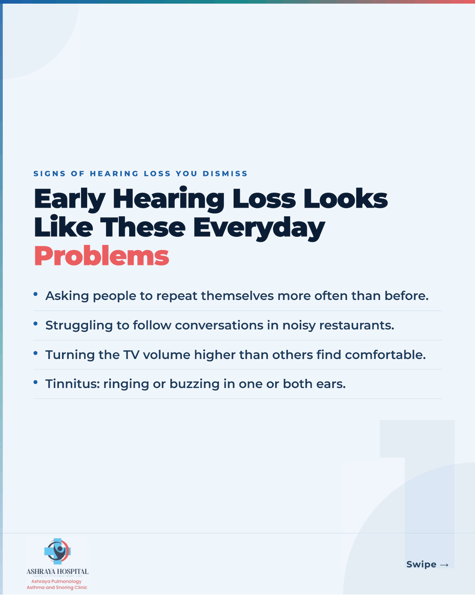 Ashraya_Pune's tweet photo. Turning up the TV or asking others to repeat themselves could be early signs of hearing loss. Don't ignore the signs—get your hearing checked early.

#HearingHealth #ENTCare #HearingLoss #EarHealth #AshrayaHospital https://t.co/dYk7lRMoEZ