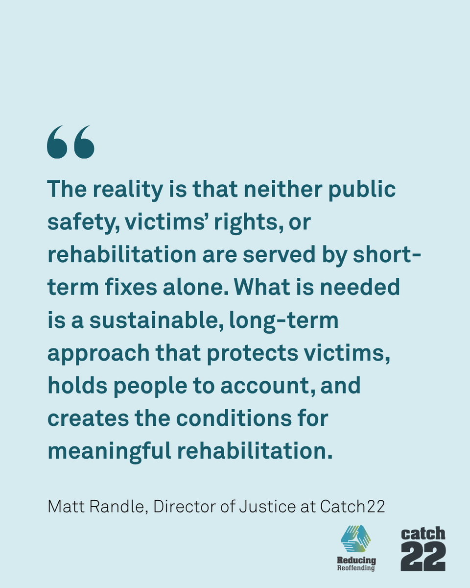 Catch22's tweet photo. Prime Minister @andyburnham has paused the prisoner early release scheme, but @MoJGovUK data shows high numbers of people being recalled to prison. 

Read our Director of Justice, Matt Randle's response: https://t.co/Ewu1S9iwSY

#CriminalJustice #EarlyReleaseScheme #PrisonReform https://t.co/8YS2XMu5Hr