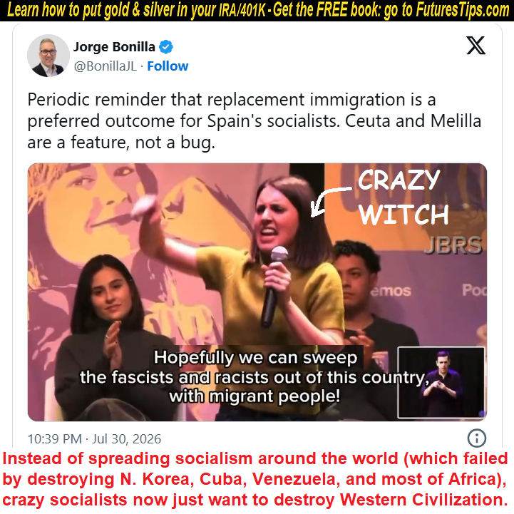FuturesTip's tweet photo. COMMIE GOAL: DESTROY THE WEST

[OMISSION: ABC, NBC, PBS Neglect the Illegal Migrant Invasion of Ceuta, Spain]—https://t.co/g6CTOKRg7l

"MEP Irene Montero openly hoping for replacement immigration in order to 'sweep the fascists and racists' out of the country."—See next 3 posts👆 https://t.co/TEhz4olqrD