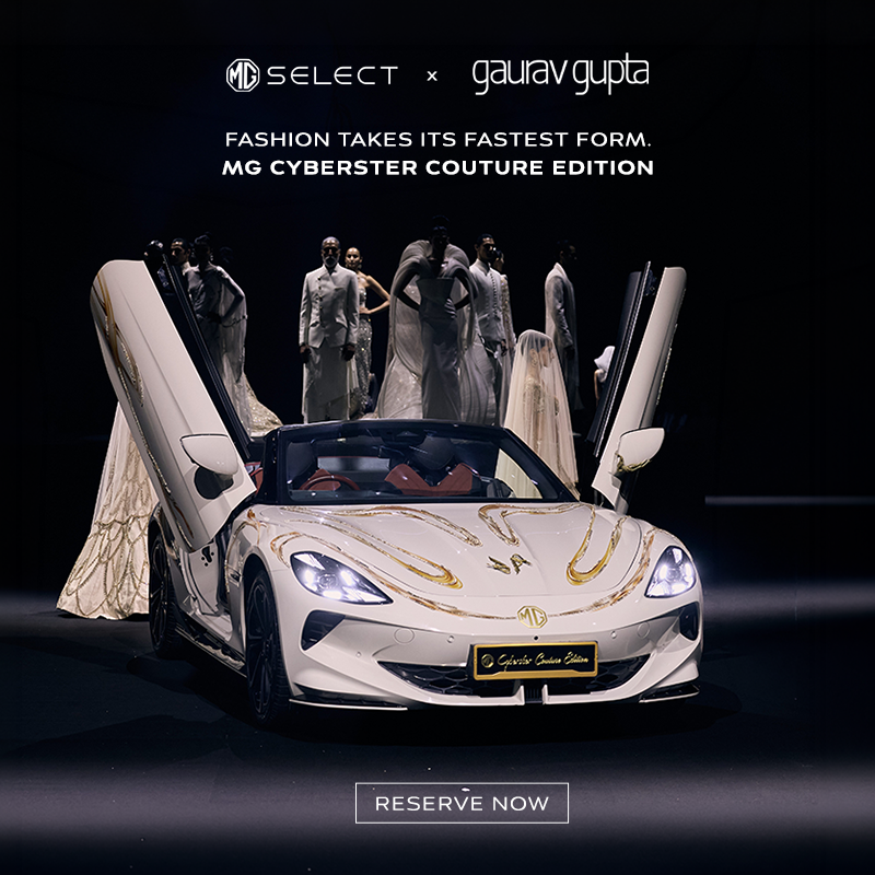 MGSelectIndia's tweet photo. The runway was only the beginning. 

Created with celebrated couturier Gaurav Gupta, the MG M9 and MG Cyberster Couture Editions reinterpret sculptural design through automotive craftsmanship, 
becoming India's First Couture Edition Cars.