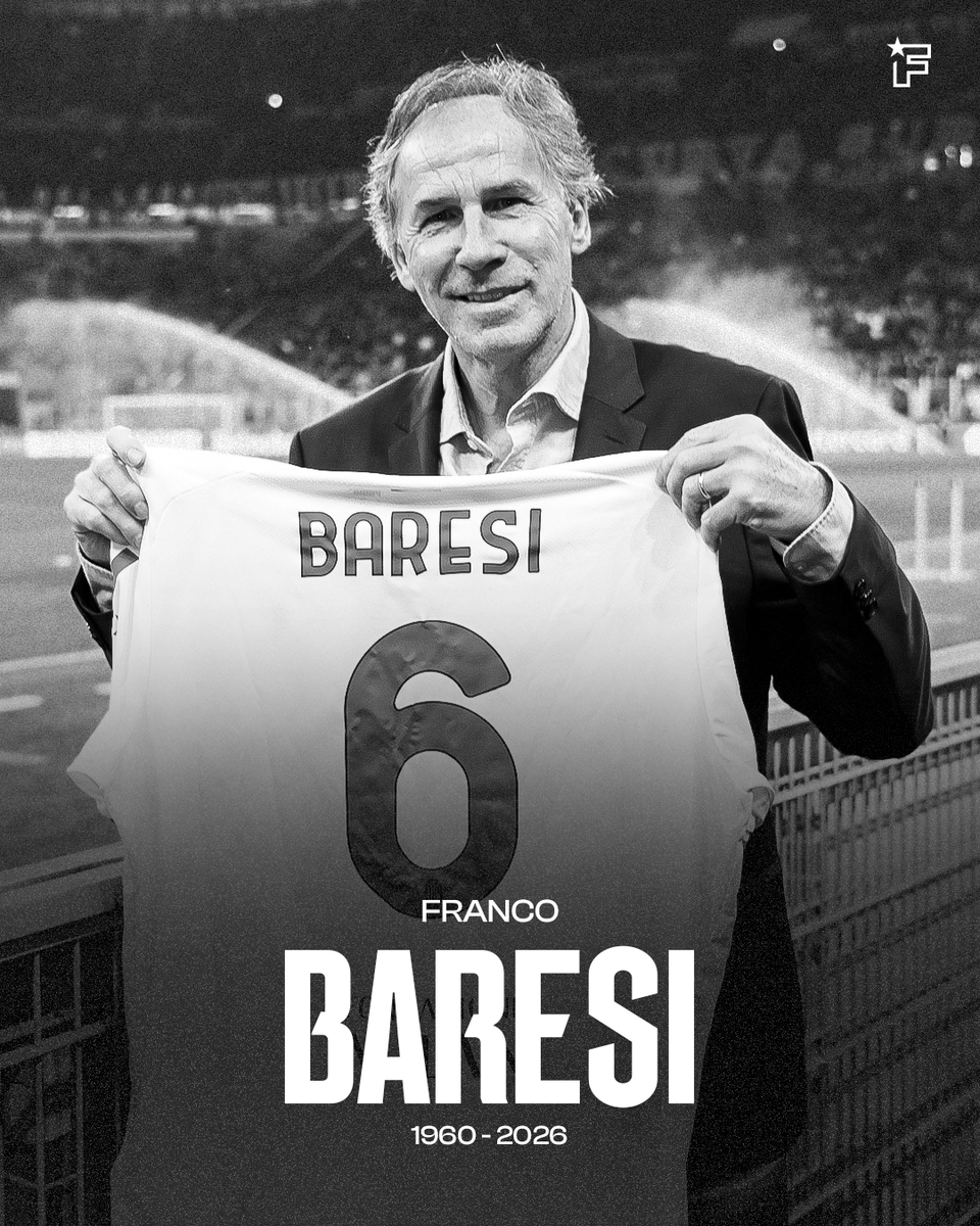 footmercato's tweet photo. Franco Baresi s'est éteint ce vendredi à l’âge de 66 ans. 🕊️🖤

Véritable légende des Rossoneri et capitaine emblématique pendant deux décennies, l'ancien défenseur laisse derrière lui un héritage colossal :

🔴 719 matchs sous le maillot milanais (son unique club de 1977 à 1997) 
🏆 6 Scudetti 
🇪🇺 3 Coupes d’Europe 
🇮🇹 Champion du Monde 1982 et finaliste du Mondial 1994

« Un exemple et une intégrité qui resteront à jamais gravés dans l’ADN du Milan », a salué le club lombard.

Son mythique numéro 6, retiré depuis sa fin de carrière, reste à jamais l'un des plus grands symboles de l'histoire du football.

Toutes nos pensées vont à sa famille, à ses proches et à l'ensemble du peuple rossonero. ❤️🖤