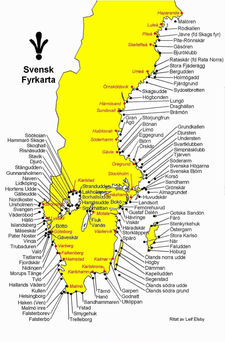 MatsDjurberg's tweet photo. Fyrar i Sverige - fin karta! https://t.co/YkqSezYwS4