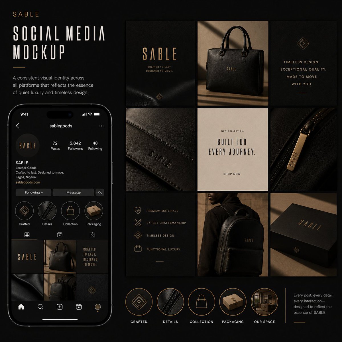 Primecreatives2's tweet photo. Meet SABLE.
A luxury leather goods brand built for the modern African professional.
Minimal. Timeless. Crafted with intention.
Crafted to last. Designed to move.
#SABLE #LuxuryLeather #BrandDesign #LogoDesign #CreativeDirection #AfricanLuxury #MinimalDesign #LuxuryBrand https://t.co/4G8Z2weyyU