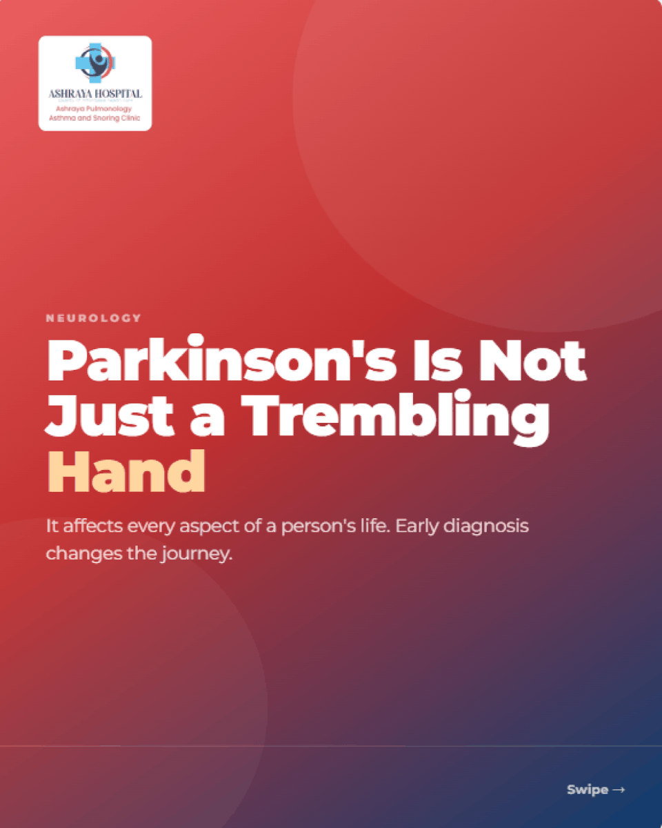 Ashraya_Pune's tweet photo. Parkinson's disease can begin with subtle signs long before tremors appear. Early diagnosis and expert care can help improve quality of life.

#ParkinsonsAwareness #Neurology #BrainHealth #EarlyDiagnosis #AshrayaHospital https://t.co/ajB7QORiVv