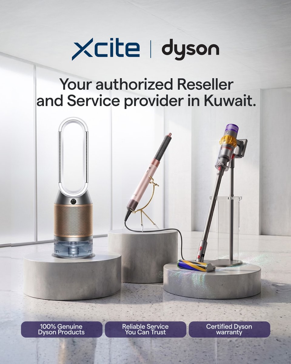 xcitealghanim's tweet photo. اكسايت موزّع ومركز خدمة معتمد لـ Dyson في الكويت! 💙
نوفر لك منتجات أصلية 100%، كفالة معتمدة، وخدمة موثوقة تقدر تعتمد عليها دائمًا 🔧
استمتع بأحدث تقنيات Dyson مع دعم رسمي وتجربة تسوّق بكل راحة بال
متوفرة في معارضنا وأونلاين
#xcite #xcitedyson #xciteservices https://t.co/7US86h4AEO