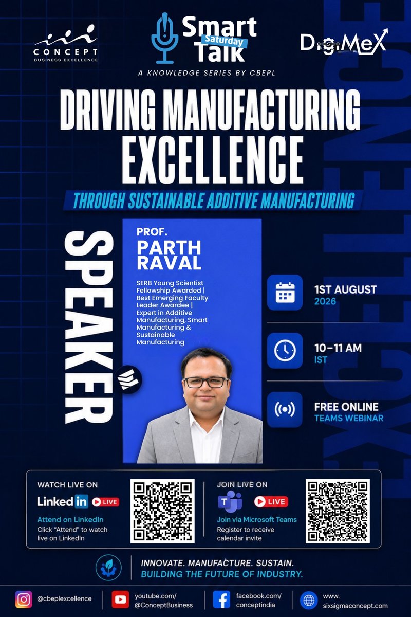 CBEPL_Group's tweet photo. Join our next Smart Saturday Talk with Prof. Parth Raval 

📅 1 Aug 2026
🕙 10:00–11:00 AM (IST)
💻 Free | Microsoft Teams &amp; LinkedIn Live

🔗 LinkedIn Live:
https://t.co/C1MEfFxE8E

🔗 Register via Microsoft Teams:
 https://t.co/Jo7CQ0eFbR https://t.co/CQ12WzC8lL