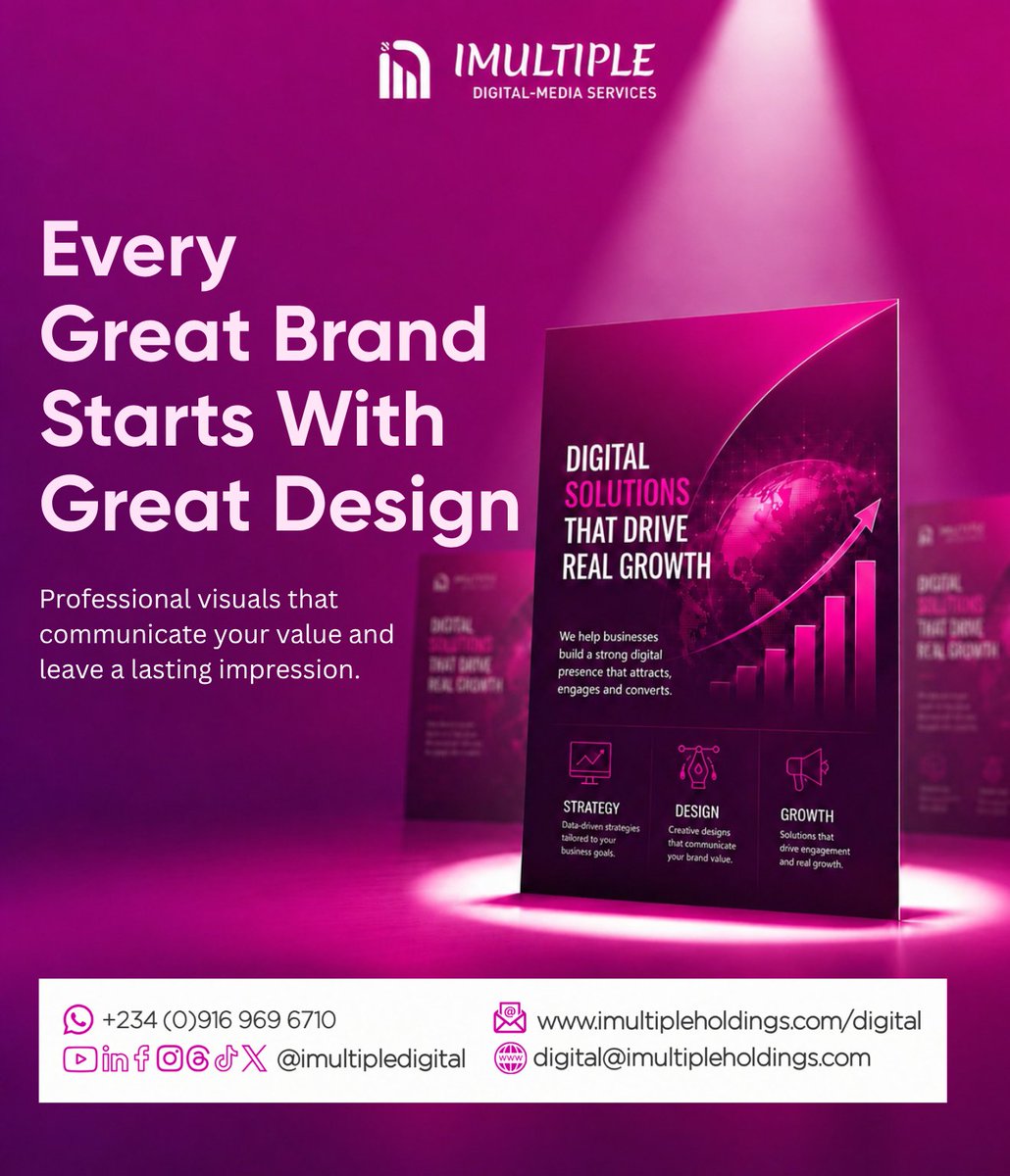 imultipledms's tweet photo. People don't ignore bad designs. They ignore confusing ones.

A flyer has just a few seconds to do one job:
Get someone to stop scrolling.
Good design isn't decoration. It's communication.

At iMultiple Digital, we create designs that don't just look good but they grab attention. https://t.co/9DZ7zVgeze