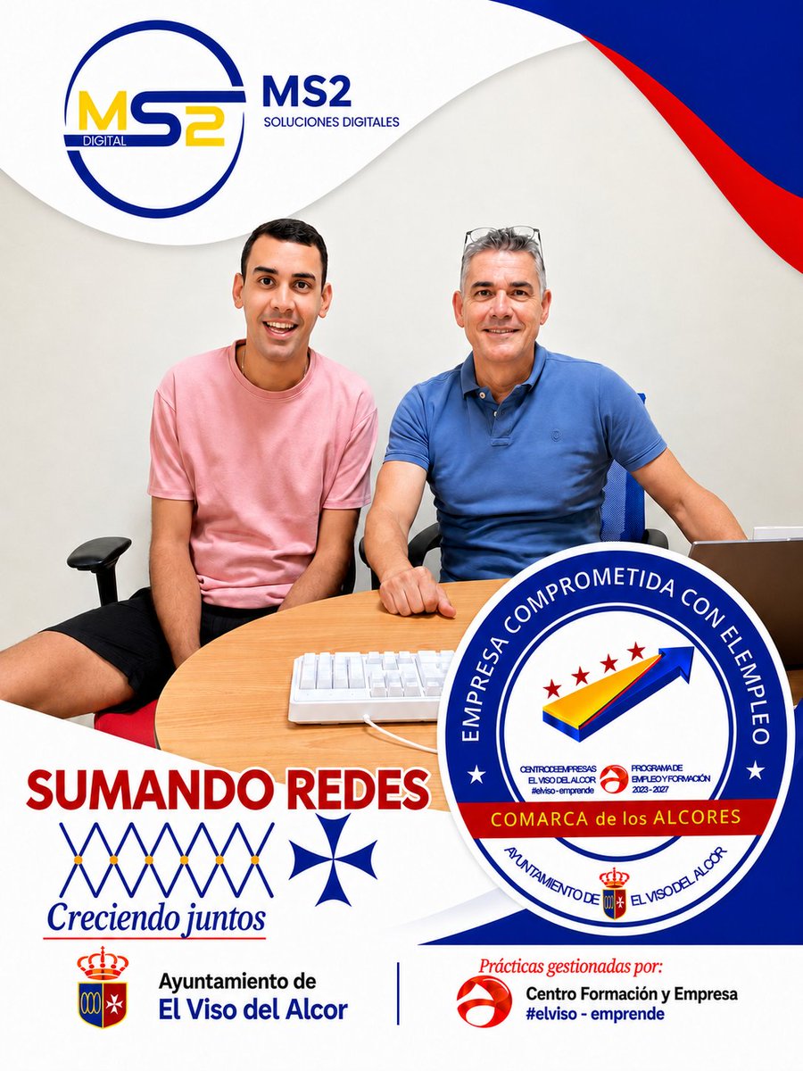 jesuslorente26's tweet photo. Si una imagen vale que 1.000 palabras, ¿cuántas vale la sonrisa de Carlos junto a Jose Manuel, su tutor en las prácticas que desarrolla en Ms2 Soluciones digitales; empresa visueña comprometida. https://t.co/orHZz5ifP8