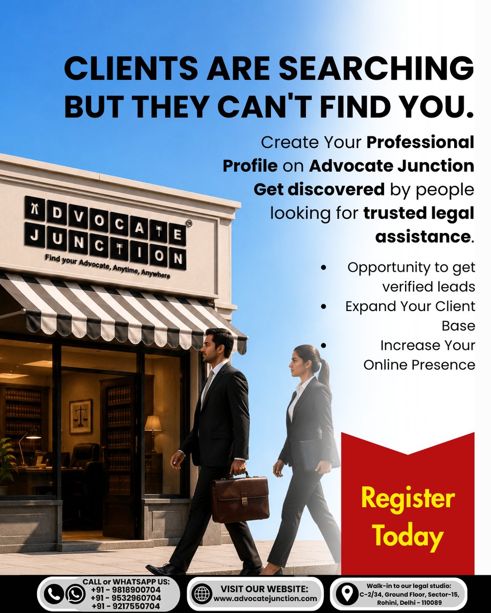 Advocatejnction's tweet photo. Boost your legal practice with Advocate Junction, connect with verified clients, increase online visibility, and grow your law firm today.
#AdvocateJunction #LawyersIndia #LegalServices #LawFirmMarketing #ClientGeneration https://t.co/WbU9yEHBEs