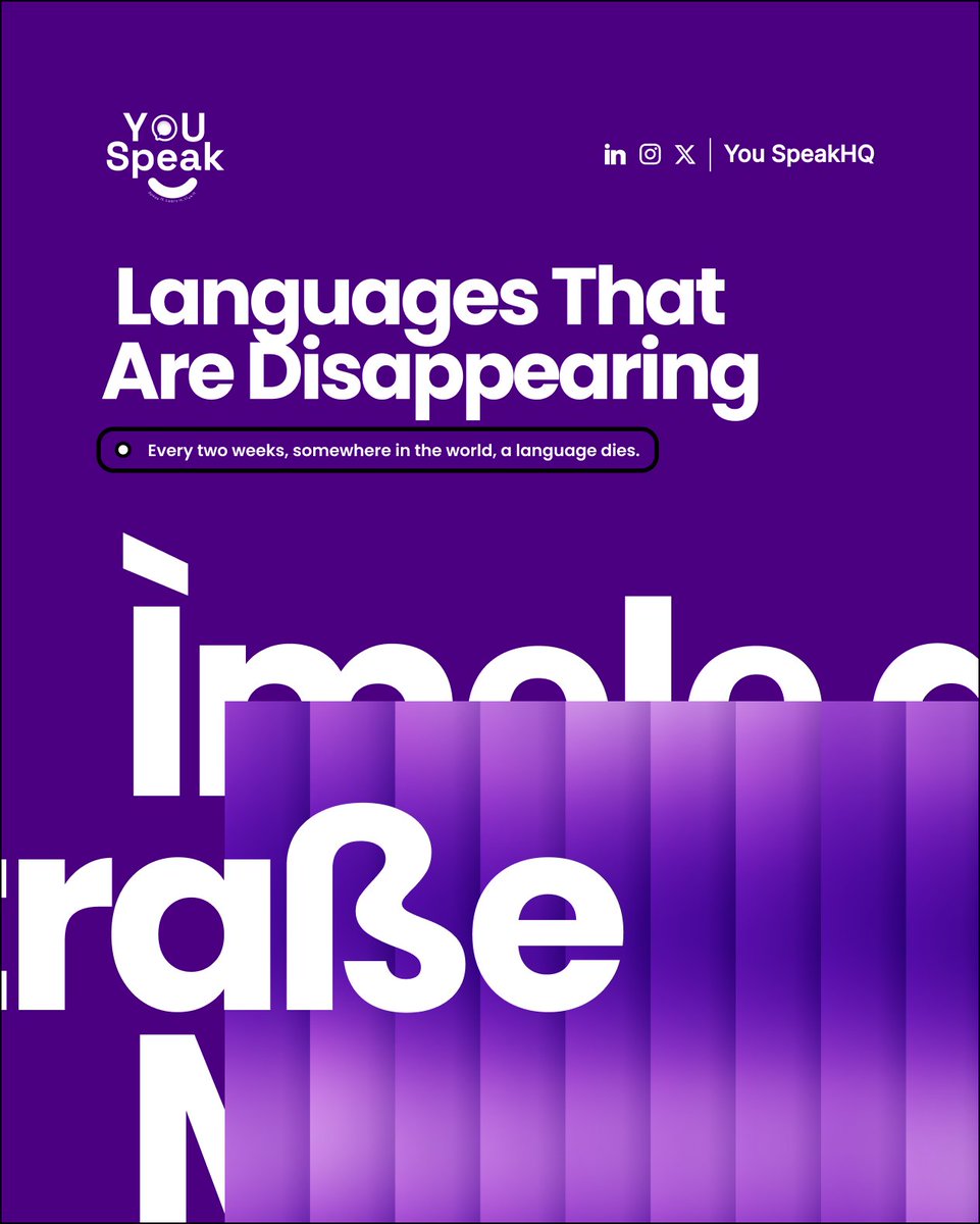 YouSpeakHQ's tweet photo. A language isn't just a way to speak. It's a way to remember, belong, and understand the world. As languages disappear, so do pieces of our shared heritage. #Languagelearners #YouSpeak https://t.co/TE5BnmklUw