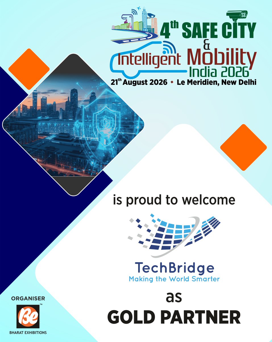 be_exhibitions's tweet photo. 🤝 A Golden Partnership for a Smarter Tomorrow!
We're proud to welcome #TechBridge as our Gold Partner at the 4th Safe City & Intelligent Mobility India 2026.
#GoldPartner #TechBridge #SafeCity #SmartMobility #Innovation #SmartInfrastructure #DigitalIndia #UrbanInnovation https://t.co/iavLRrZXMk