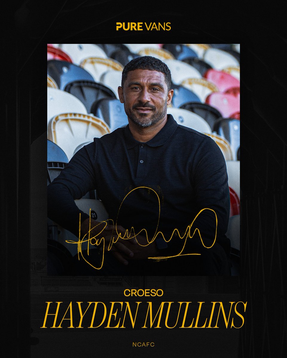 NewportCounty's tweet photo. Newport County is delighted to announce the appointment of Hayden Mullins as the club's new manager 🤝

Mullins arrives at Rodney Parade with a wealth of playing and coaching experience and will take charge of the first team with immediate effect 🙌

Welcome to Newport, Hayden! 👋

#OneClubOneCounty
