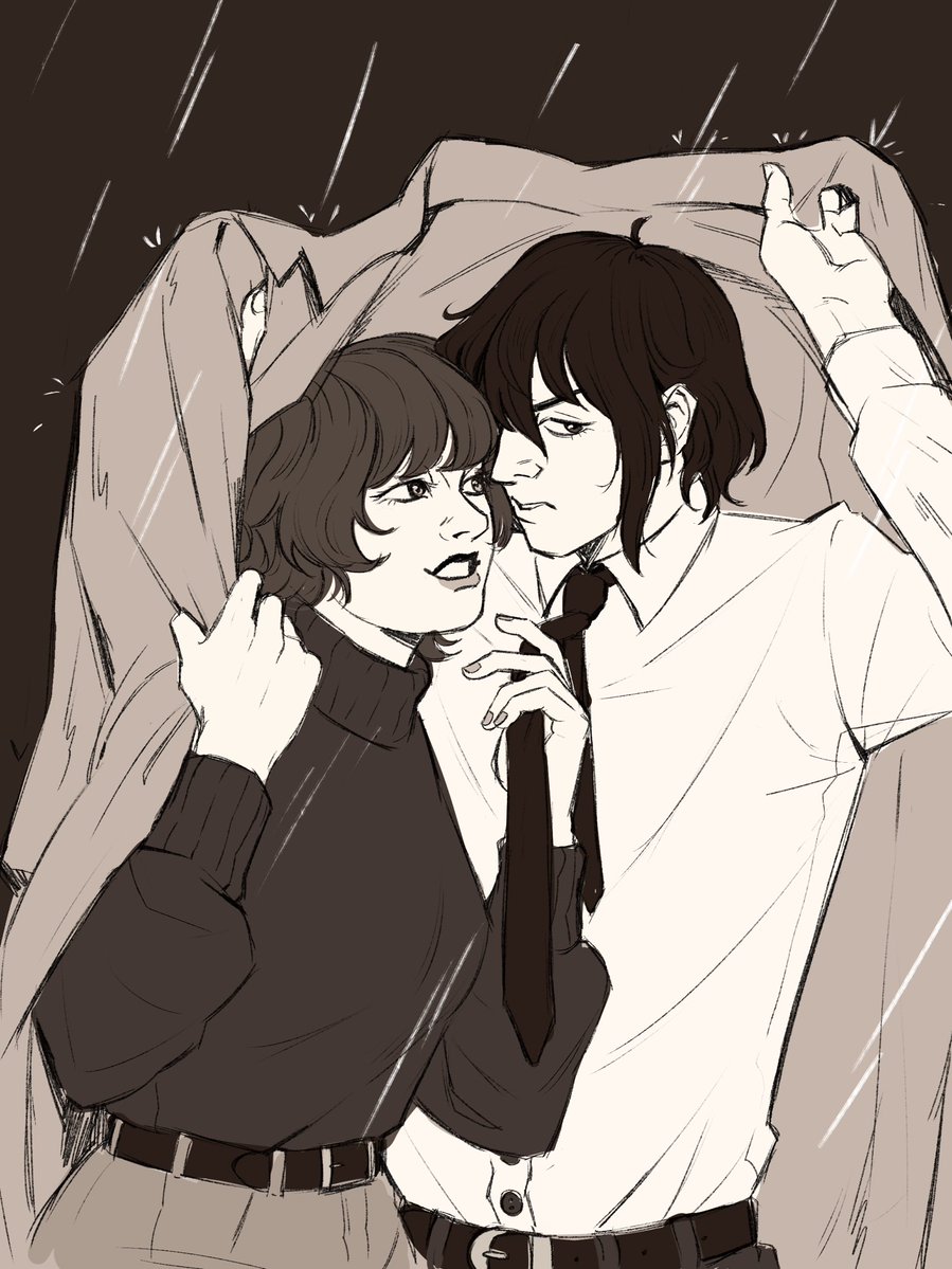 evil_leander's tweet photo. Caught in the rain #yurikuroweek2026 @thesssvault 
I wasn’t actually planning on rendering it but i kinda locked in. I haven’t rendered anything in 1 million years.
#leanderart https://t.co/UXPQlrJUXH