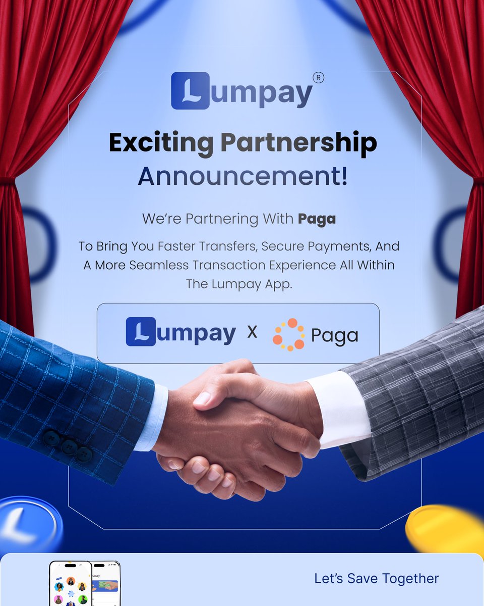 uselumpay's tweet photo. 🚀 Building the future of #CommunityFinance takes the right partners.

Excited to have @paga powering payments at @uselumpay.

One step closer to helping communities save better.

💙 #LetsSaveTogether https://t.co/kSUMrrxNc1
