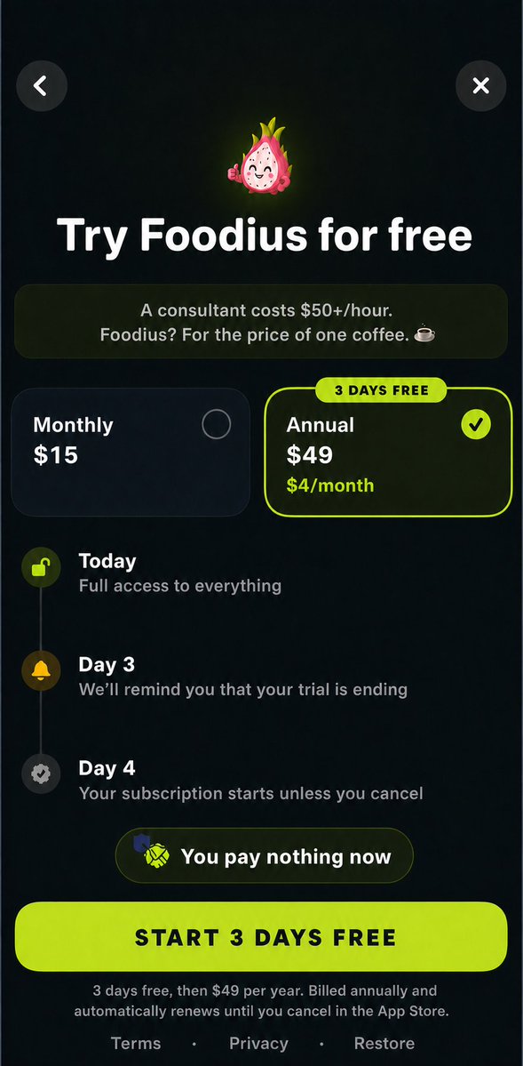 domhosh's tweet photo. The video shows the standard paywall without the free trial. Here is the trial-eligible version instead (translated via AI btw): https://t.co/O3CoiJnwXq