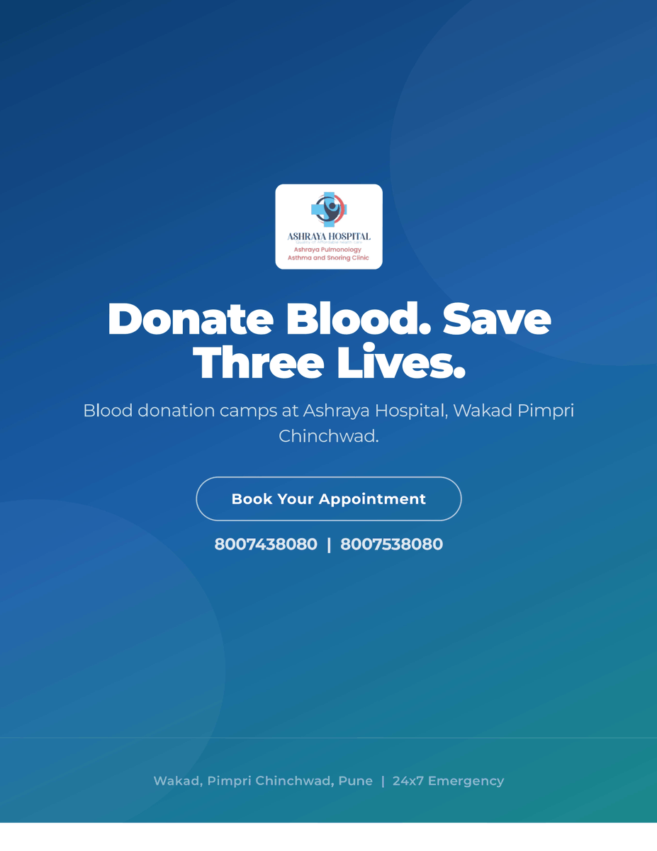 Ashraya_Pune's tweet photo. One blood donation can save up to three lives. This #WorldBloodDonorDay, give the gift of life—donate blood and make a difference. ❤️

#DonateBlood #SaveLives #BloodDonation #AshrayaHospital https://t.co/T3AjSVW2NU