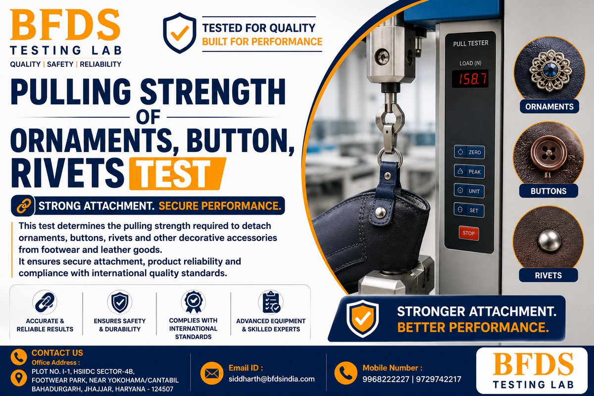 BFDSOFFICIAL's tweet photo. Pulling Strength of Ornaments, Buttons &amp; Rivets Test https://t.co/rAY1X1pV8a