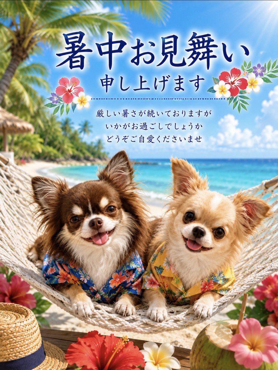 hirokichi_r's tweet photo. まだまだ暑い日が続いていてまするが
負けずに頑張っていきましょう🐶
#チワワ #暑中見舞い https://t.co/yWljuduOmR